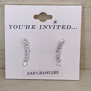 NEw Silver Crystal Ear Crawlers post earrings